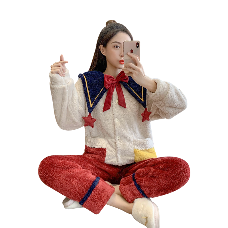 珊瑚绒可爱学生开衫加