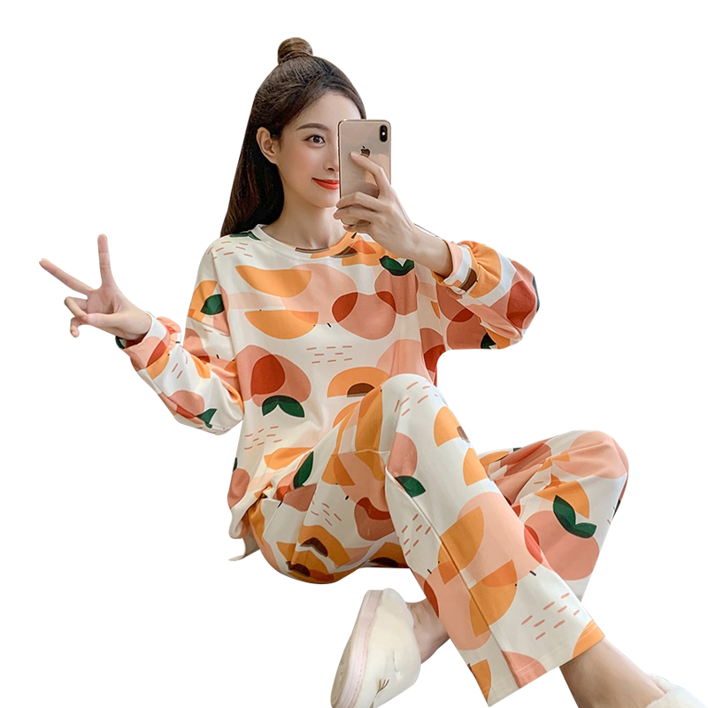 纯棉可爱少女长袖长裤套装