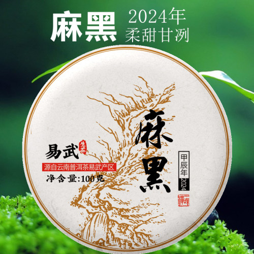 凿成普洱茶生茶易武麻黑100克饼茶 柔甜甘冽云南普洱生茶2024年