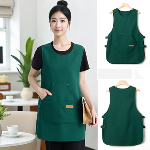 罩衣网红围裙防水加厚定制logo印字餐饮咖啡奶茶女服务员帆布围裙