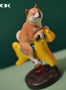 现货  JXK1/6柴犬仿真模型摇摇马柴犬可爱治愈系摆件创意模玩手办