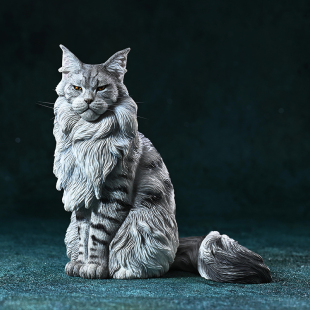 现货JXK官方正品1/6比例缅因猫模型治愈系摆件仿真猫咪手办送礼物