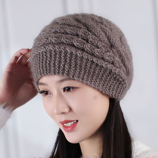 2025年秋冬上新针织毛线瓜皮帽松鼠绒包头大码保暖帽妈妈防风帽女