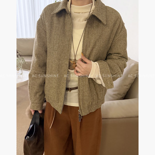 SUNSHINE 早春新品复古老钱可拆卸狐狸毛领呢料棉服夹克外套女