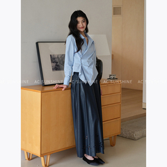 SUNSHINE 秋季新品优雅精致镂空pu皮裙设计感百搭通勤A字半身裙女