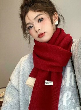 圣诞新年礼物红色围巾女2026新款