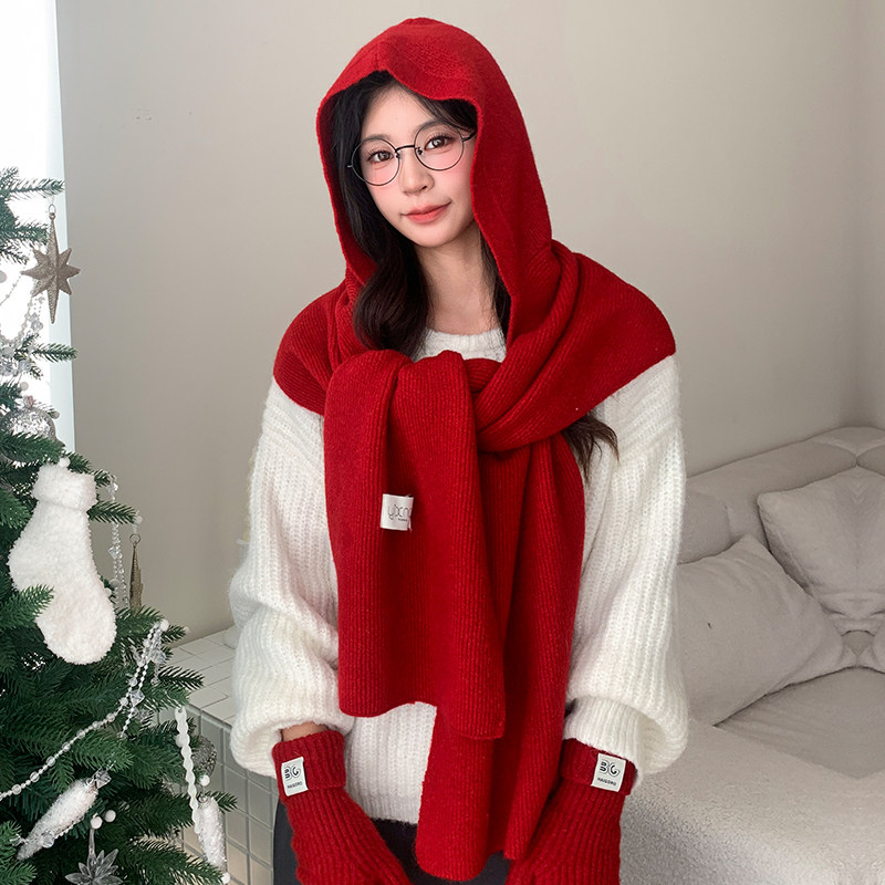 新款本命年围巾帽子手套二