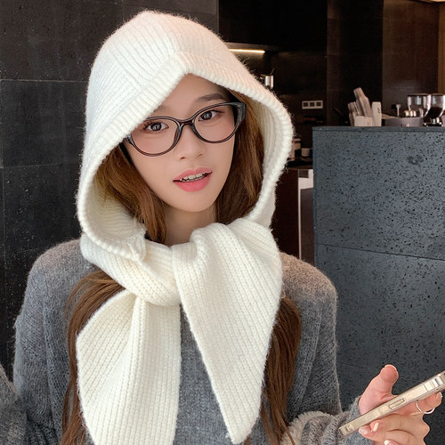 韩系ins帽子围巾一体保暖