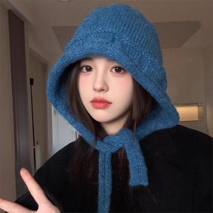 拉法帽子女秋冬天保暖针织帽子护耳出游骑行防寒毛线帽网红雷锋帽