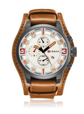 Curren卡瑞恩全新时尚手表男两用真皮朋克腕表机车手表学生党腕表