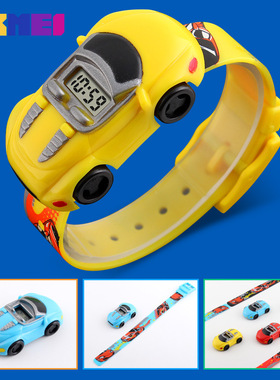 时刻美SKMEI儿童电子男学生时尚个性创意小汽车潮流腕表玩具手表