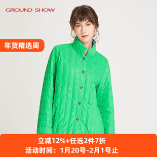 【专柜款】阁兰秀冬新品翠绿色白鹅绒羽绒服外套保暖棉衣商女装