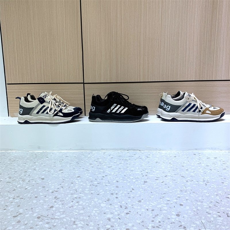 整单出口！春秋款橡胶高弹防滑青年时尚复古拼色休闲运动系带鞋男