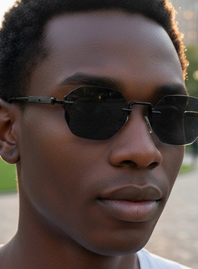 新款金属无框多边形街拍复古太阳镜个性户外开车防晒时尚墨镜