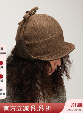 埃觅索 25AW秋冬新品 双面飞行员帽原创设计小众系带时尚帽子