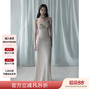 现货授权Tension Archive 不规则镂空抽褶抹胸连衣裙chocker项链