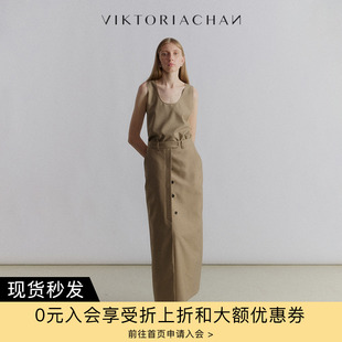 现货授权VIKTORIACHAN U领宽肩羊毛无袖 背心上衣 24SS春夏新品