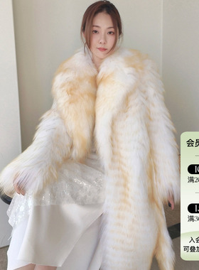 JACQUES WEI 24AW秋冬新款白色长毛皮草大衣正品授权