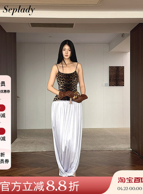 JACQUES WEI 25AW秋冬新品 斑马纹拼接吊带连衣裙女小众设计露背