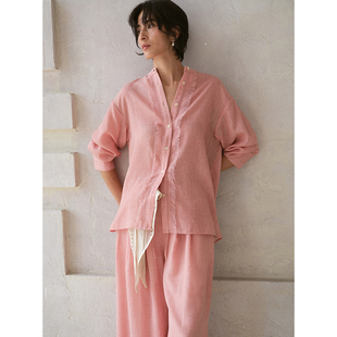 26SS春夏新品 松弛感流苏设计简约衬衫 女纯色休闲上衣 sense