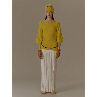 o cloche code 25AW秋冬新品 设计感灯笼袖羊毛针织衫显瘦毛衣