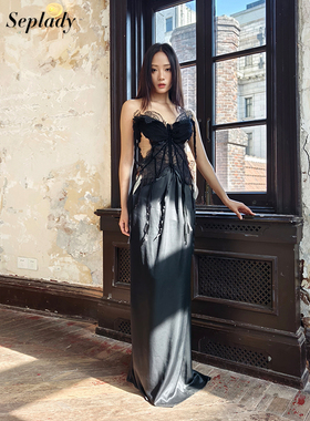 Xiangqiao Sheng盛湘乔26SS新品 原创设计重工蕾丝抹胸修身上衣