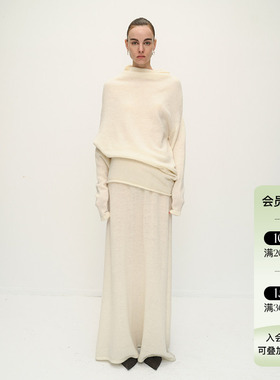 VIKTORIACHAN 25AW新品 设计感堆叠领口羊毛针织衫垂感半身长裙