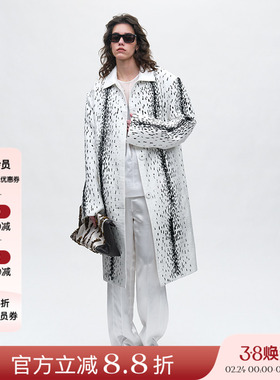JACQUES WEI 25SS春夏新品 白色薮猫纹印花大衣女宽松百搭外套