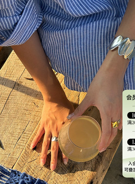 MONSECRET 25SS新品 印记戒指时尚设计感小众原创首饰宽版手镯