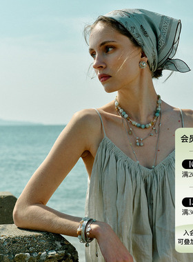 MONSECRET 25SS新品 度假风苎麻丝巾设计感春夏薄款装饰方巾