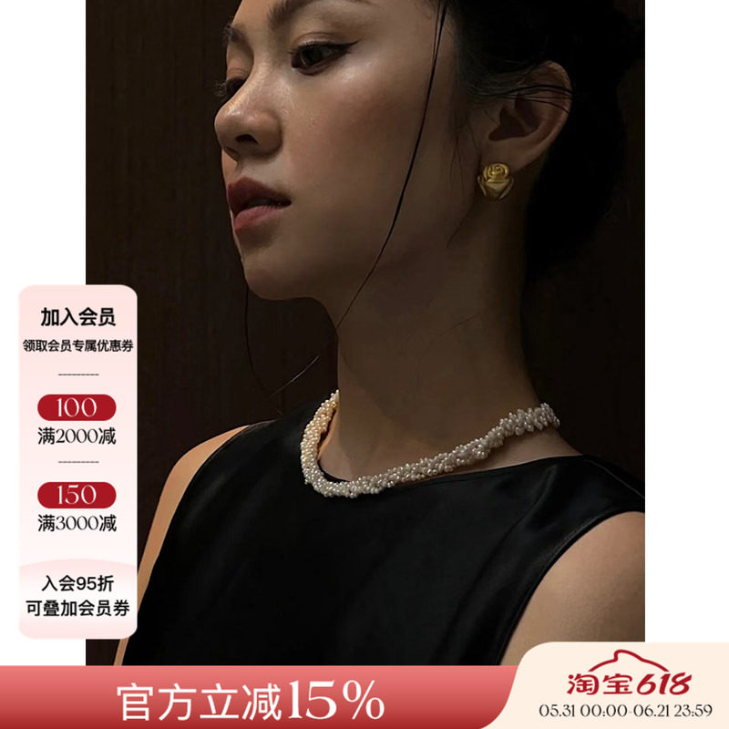 OOAK 玫瑰系列 玫瑰花环珍珠编织项链女轻奢设计感时尚百搭首饰