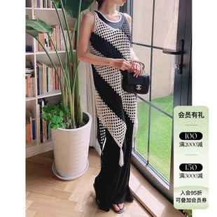 4折 现货授权WHM 23SS春夏新品 女士性感镂空针织吊带连衣裙