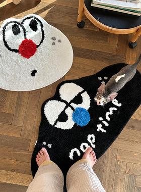 卡通植绒地毯儿童卧室地毯加厚耐脏防滑毛绒地垫床边毯飘窗垫脚垫