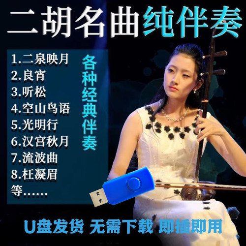 经典老歌二胡伴奏曲子U盘16G伴奏二胡爱好者用二泉映月送电子曲谱