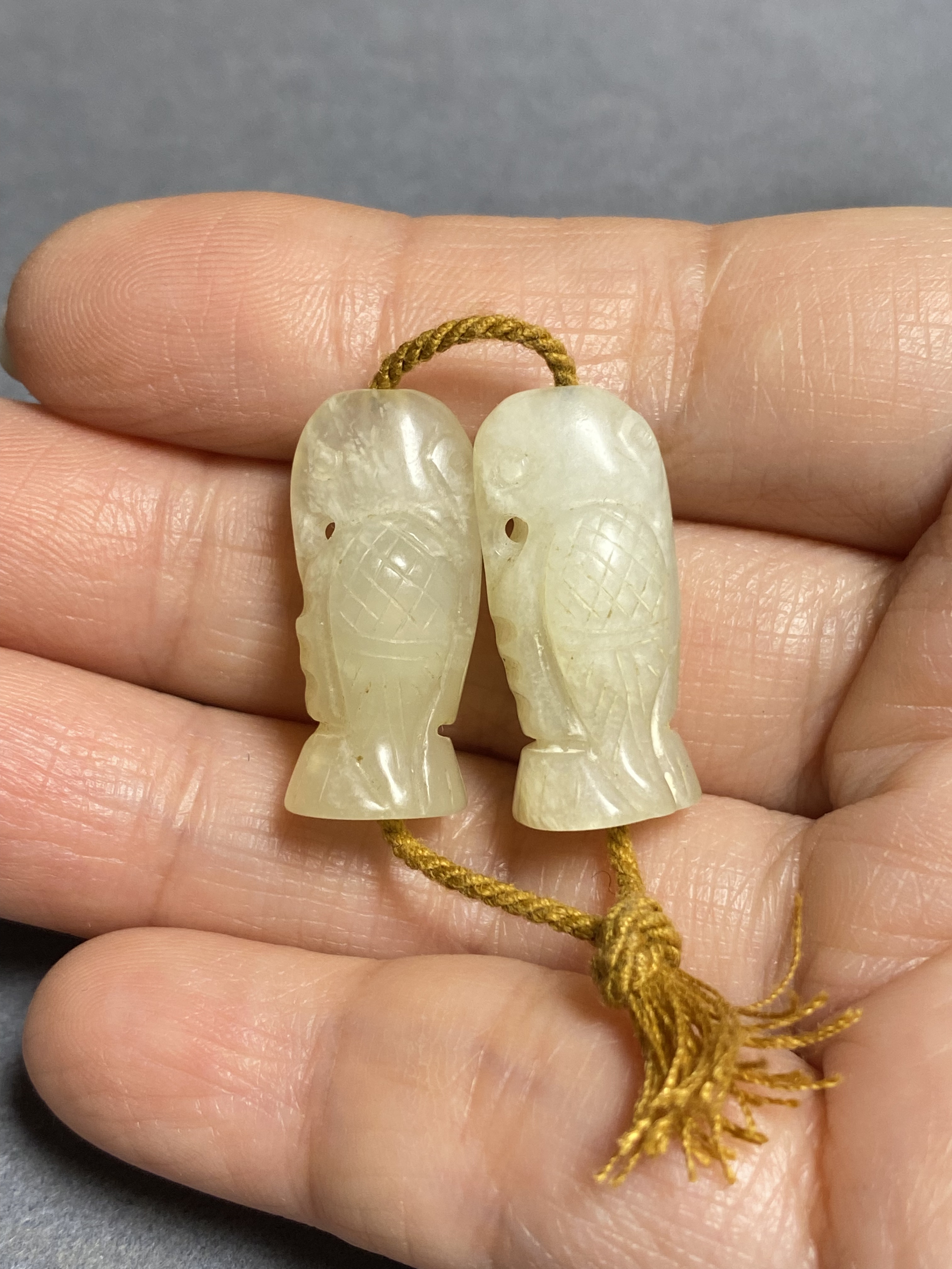 辽金风格和田玉鹰一对古珠配珠，全玉化，工艺精湛灵动，质地细腻