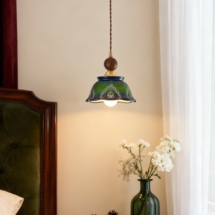 光品士中古陶瓷吊灯法式复古卧室床头长吊线灯客厅玄关过道装饰灯