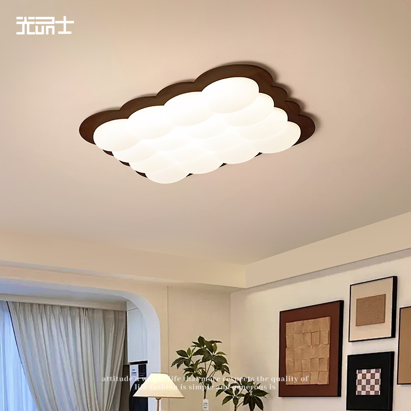 光品士中古卧室吸顶灯客厅灯日式复古创意饼干灯实木主卧书房灯具