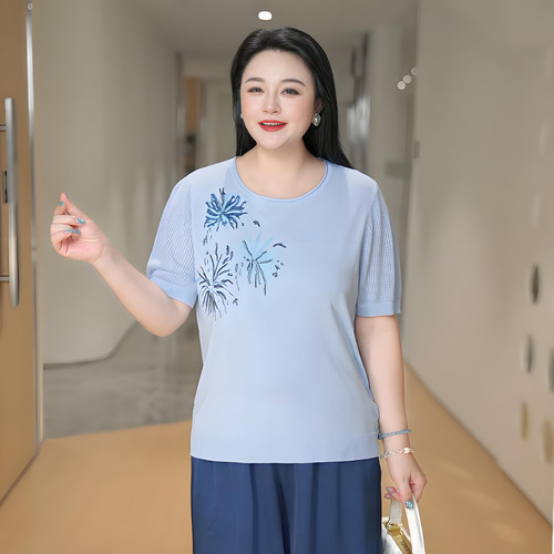 MsShe大码女装针织高捻仿亚麻
