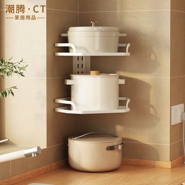 锅架多层置物架锅具转角层距厨房家用小挂墙三角壁挂可调节收纳架