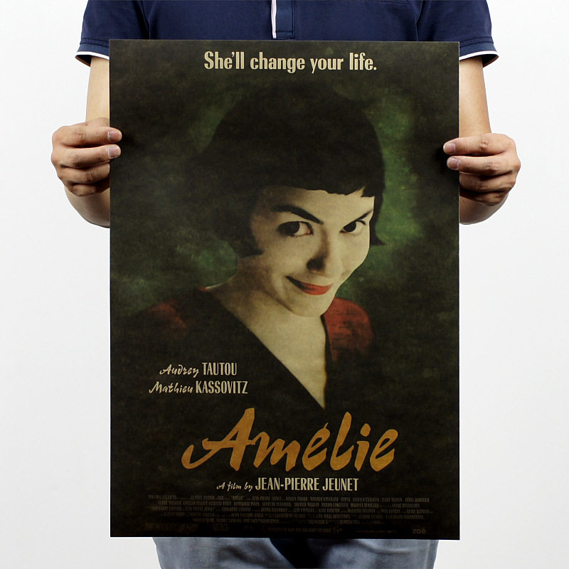 天使爱美丽 欧美电影海报复古怀旧牛皮纸宿舍酒吧壁纸贴画装饰画