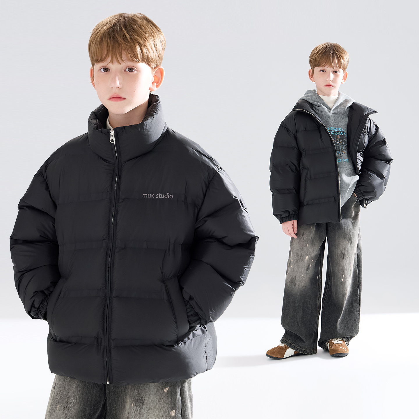 【天天粉丝专享】潮牌机能直充羽绒服创意印绣花男童25冬新款