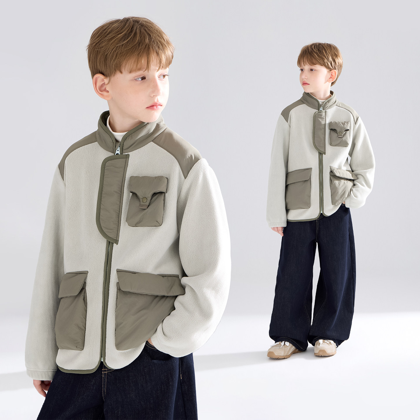 【天天粉丝专享】拼接撞色5A抗菌双面摇粒绒外套男女童冬新款,童装/婴儿装/亲子装,普通外套,淘宝优惠券,粉丝福利购,淘宝优惠卷