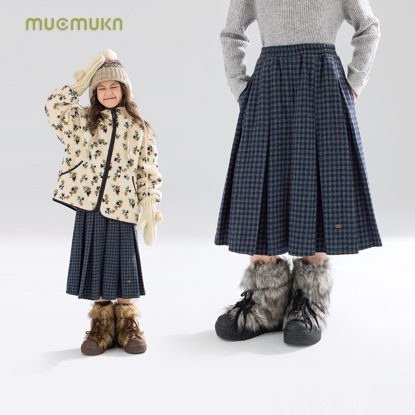 【宁儿粉丝专享】学院风毛呢格纹百褶腰裙藏青灰百搭女童冬新,童装/婴儿装/亲子装,半身裙,淘宝优惠券,粉丝福利购,淘宝优惠卷