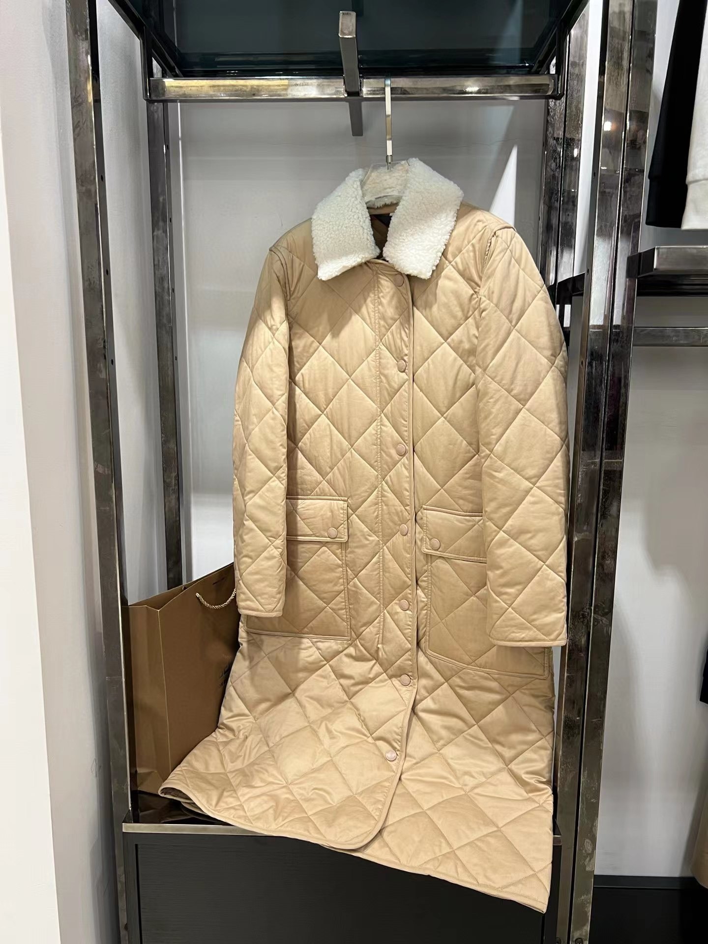 菱格英伦中长款棉服burturly宽松