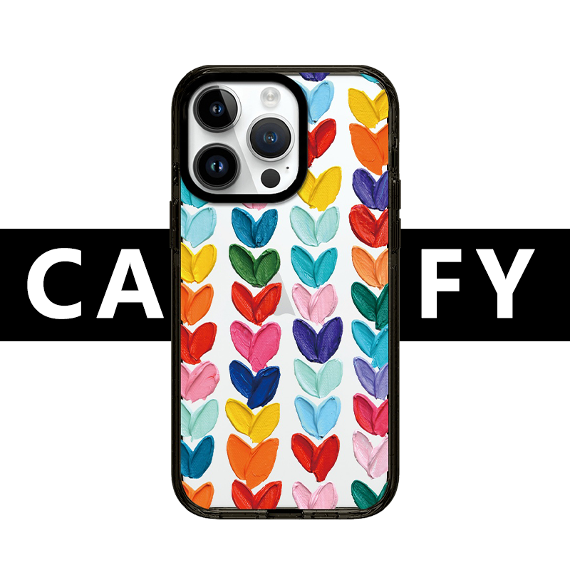 CASETI艺术家联名彩色爱心15plus适用于苹果iPhone16Promax手机壳14pro/13/12保护套镜面磁吸透明防摔潮牌女