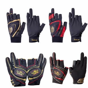 新款SUNLINE桑濑钓鱼手套矶钓路亚露三指真皮手套耐磨舒适SUG-514