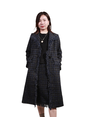 Anlom/娅奴绵羊毛粗花呢外套女装