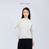 通勤上衣套衫 Anlom 新款 圆领纯色山羊绒套头衫 娅奴秋季 长袖