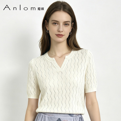 Anlom/娅奴夏多色可选V领针织衫