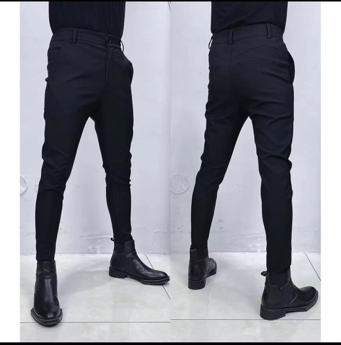 秋冬西裤男士韩版修身黑色休闲长裤网红拉链设计精神小伙小脚裤潮
